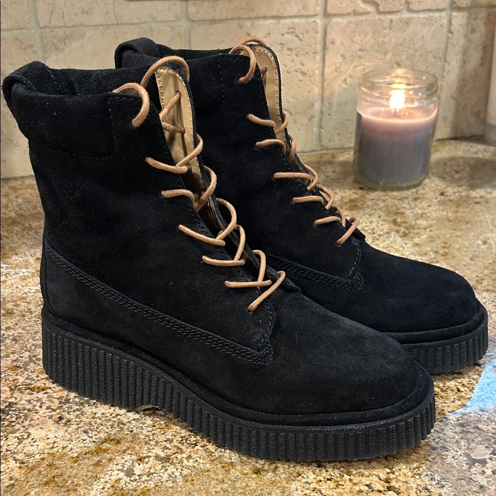 Rag & Bone Black Lace Up Suede Boots New